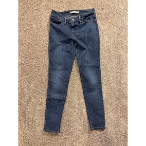 Levis 711 Skinny Jeans Women 25 Blue Denim Mid Rise Stretch Dark Wash Denim